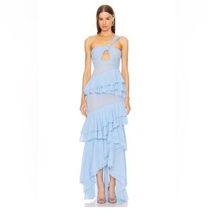 Michael Costello x revolve Ariella Maxi dress in baby blue